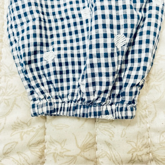 Madewell Blue/White Gingham Checked Blouse  White Embroidered Circles L/S XXS - Picture 6 of 7